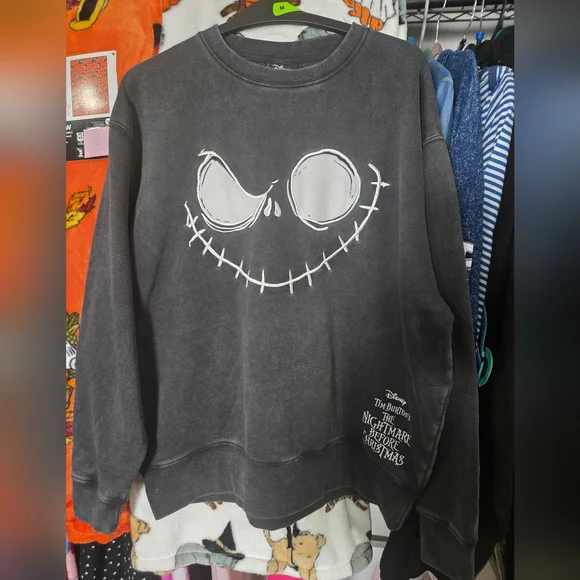 Disney Tim Burton The Nightmare Before Christmas Graphic Sweatshirt Acid Washed - Picture 5 of 8